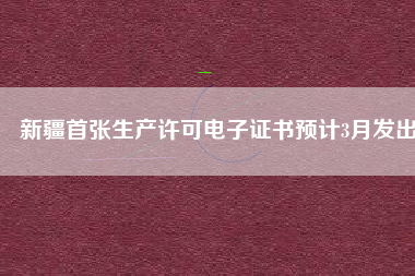 新疆首張生產(chǎn)許可電子證書(shū)預(yù)計(jì)3月發(fā)出