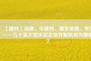 【建材】海螺、中建材、冀東金隅、華潤……幾十家大型水泥企業(yè)齊聚杭州為哪般？