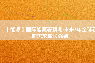 【能源】國(guó)際能源署預(yù)測(cè):未來(lái)5年全球石油需求增長(zhǎng)強(qiáng)勁