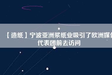 【造紙】寧波亞洲漿紙業(yè)吸引了歐洲媒體代表團前去訪問