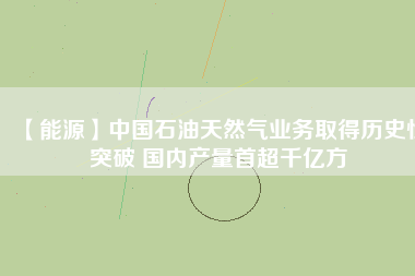 【能源】中國石油天然氣業(yè)務取得歷史性突破 國內產量首超千億方