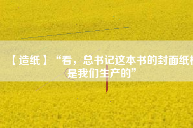 【造紙】“看，總書記這本書的封面紙板是我們生產(chǎn)的”