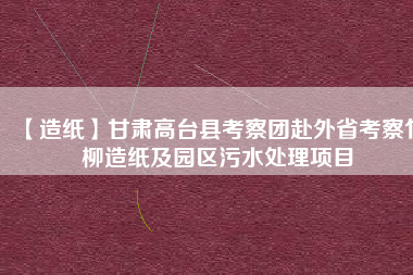 【造紙】甘肅高臺縣考察團(tuán)赴外省考察竹柳造紙及園區(qū)污水處理項目