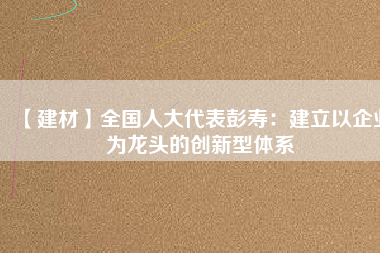 【建材】全國人大代表彭壽：建立以企業(yè)為龍頭的創(chuàng)新型體系