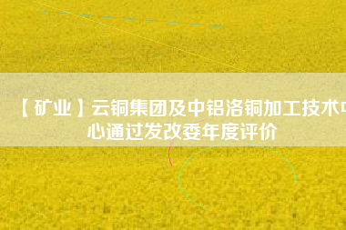 【礦業(yè)】云銅集團及中鋁洛銅加工技術中心通過發(fā)改委年度評價