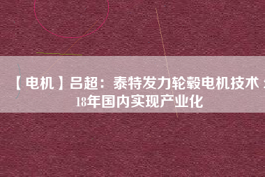 【電機】呂超：泰特發(fā)力輪轂電機技術(shù) 2018年國內(nèi)實現(xiàn)產(chǎn)業(yè)化
          