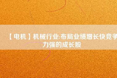 【電機】機械行業(yè):布局業(yè)績增長快競爭力強的成長股
          