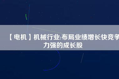 【電機】機械行業(yè):布局業(yè)績增長快競爭力強的成長股
          