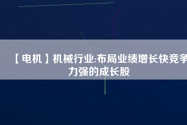 【電機】機械行業(yè):布局業(yè)績增長快競爭力強的成長股
          