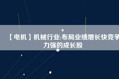 【電機】機械行業(yè):布局業(yè)績增長快競爭力強的成長股
          