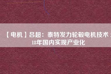 【電機】呂超：泰特發(fā)力輪轂電機技術(shù) 2018年國內(nèi)實現(xiàn)產(chǎn)業(yè)化
          