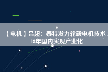 【電機】呂超：泰特發(fā)力輪轂電機技術(shù) 2018年國內(nèi)實現(xiàn)產(chǎn)業(yè)化
          