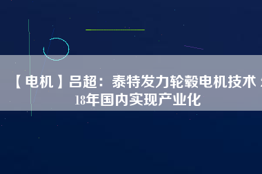 【電機】呂超：泰特發(fā)力輪轂電機技術(shù) 2018年國內(nèi)實現(xiàn)產(chǎn)業(yè)化
          