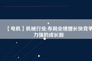 【電機】機械行業(yè):布局業(yè)績增長快競爭力強的成長股
          