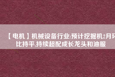 【電機(jī)】機(jī)械設(shè)備行業(yè):預(yù)計(jì)挖掘機(jī)2月環(huán)比持平,持續(xù)超配成長(zhǎng)龍頭和油服
          