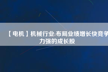 【電機】機械行業(yè):布局業(yè)績增長快競爭力強的成長股
          