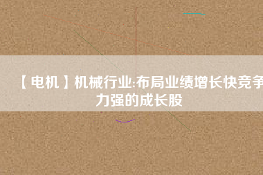 【電機】機械行業(yè):布局業(yè)績增長快競爭力強的成長股
          