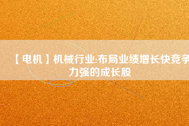 【電機】機械行業(yè):布局業(yè)績增長快競爭力強的成長股
          