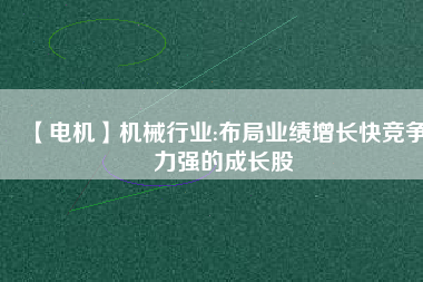 【電機】機械行業(yè):布局業(yè)績增長快競爭力強的成長股
          