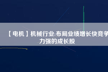 【電機】機械行業(yè):布局業(yè)績增長快競爭力強的成長股
          