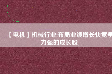 【電機】機械行業(yè):布局業(yè)績增長快競爭力強的成長股
          