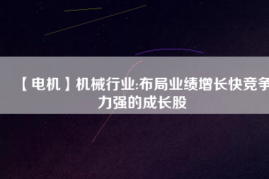 【電機】機械行業(yè):布局業(yè)績增長快競爭力強的成長股
          