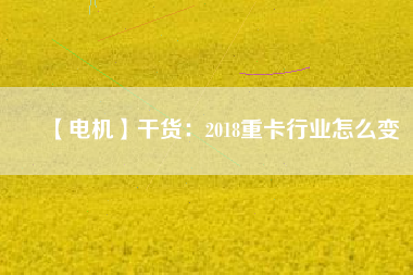 【電機(jī)】干貨：2018重卡行業(yè)怎么變
          