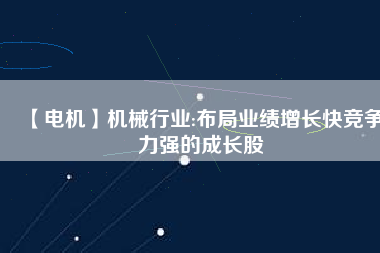 【電機】機械行業(yè):布局業(yè)績增長快競爭力強的成長股
          