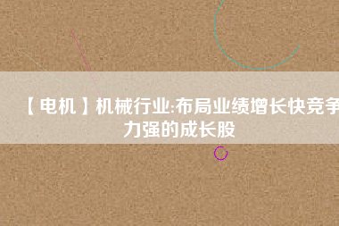 【電機】機械行業(yè):布局業(yè)績增長快競爭力強的成長股
          